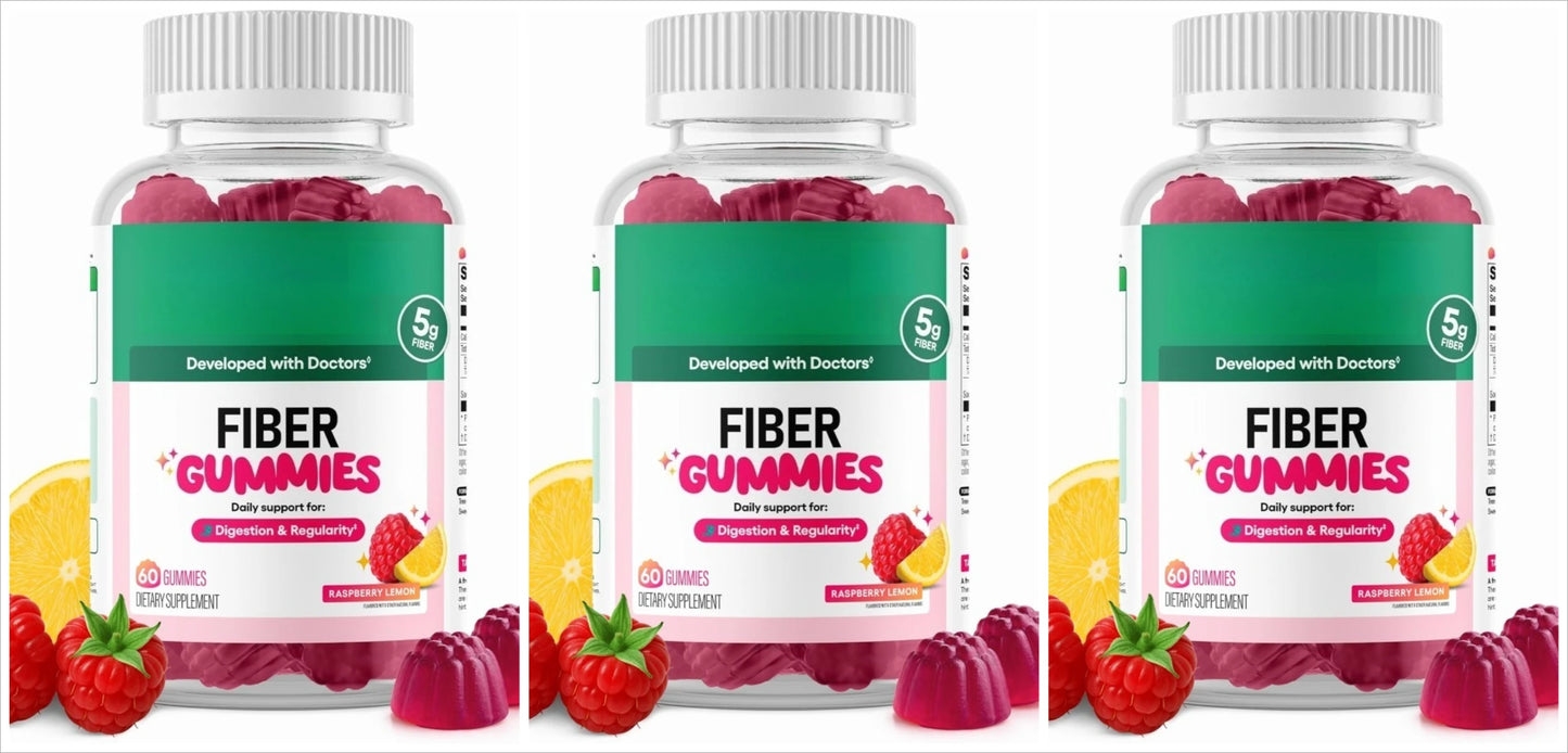Fiber Boost Digestive Gummies – Raspberry Lemon (60 Gummies)