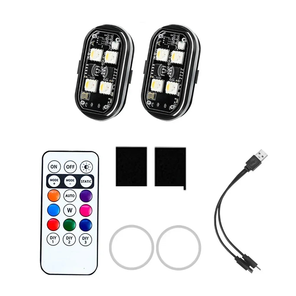 RGB Wireless Rechargeable LED Strobe Light Kit with Remote Control