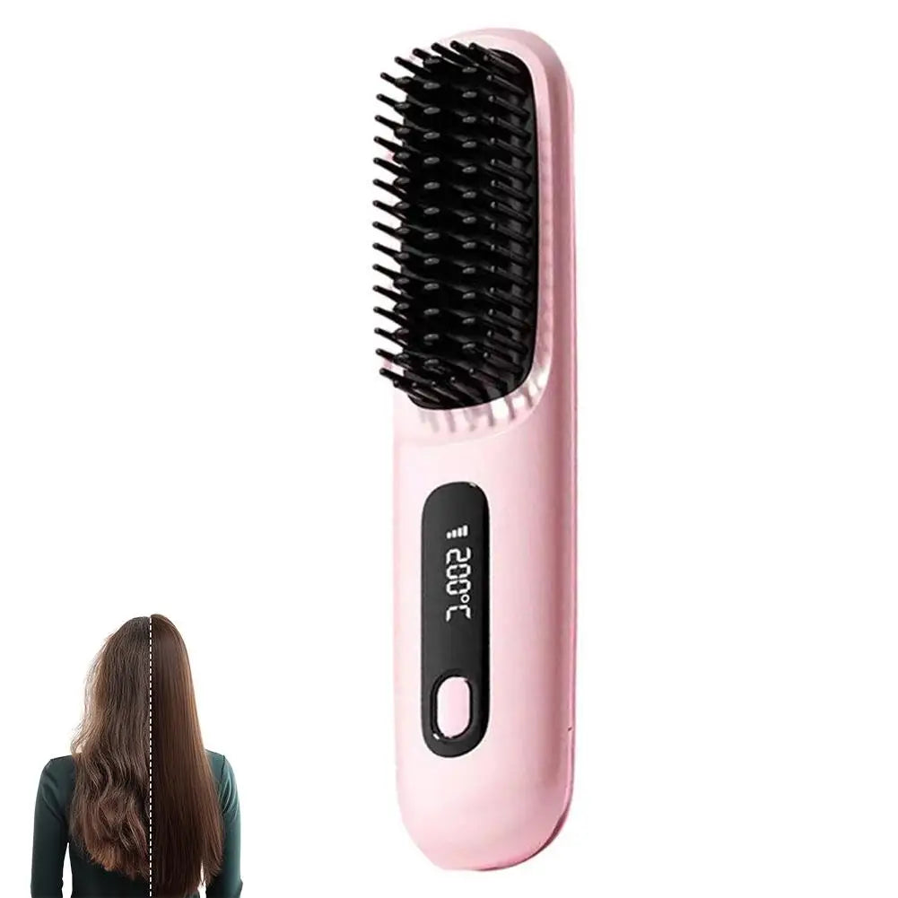 SilkGlow™ Cordless Hair Straightening Brush
Portable Ionic Hair Straightener Comb