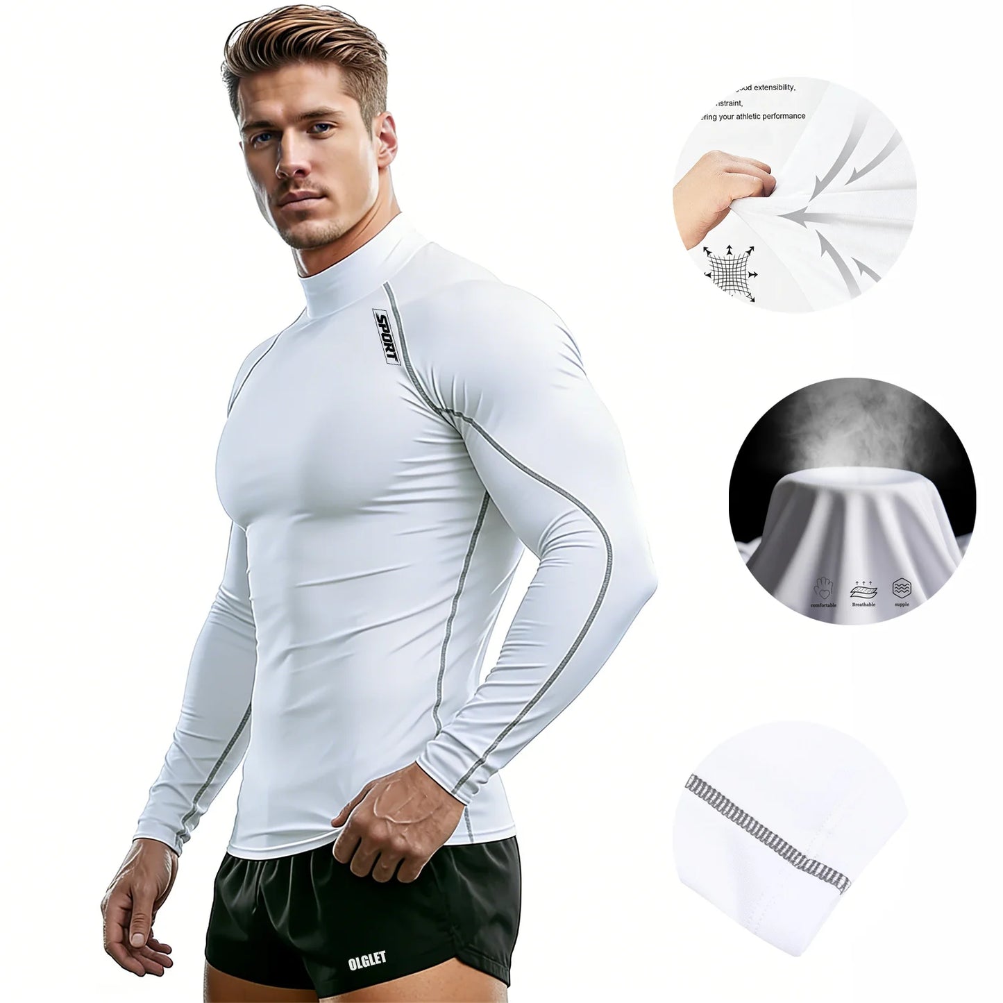 Men’s Compression Long Sleeve Sports Shirt | Quick-Dry Fitness & Gym Performance Top