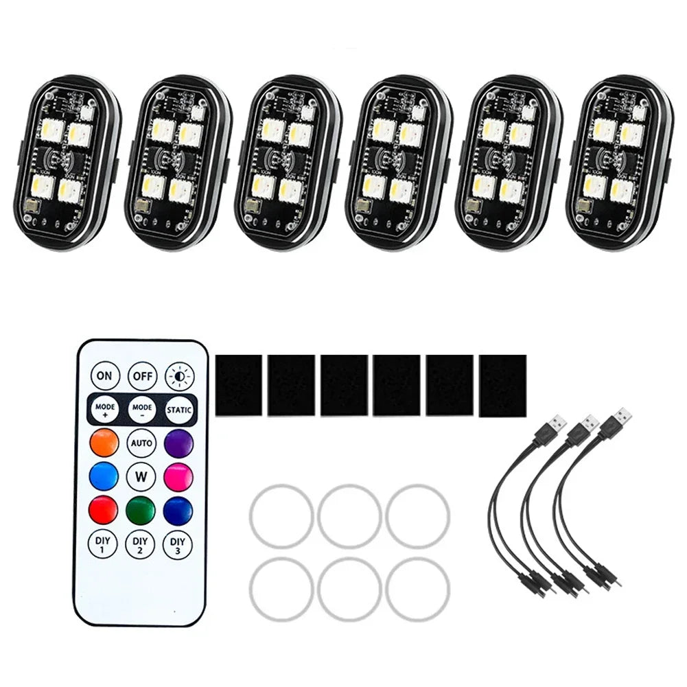 RGB Wireless Rechargeable LED Strobe Light Kit with Remote Control