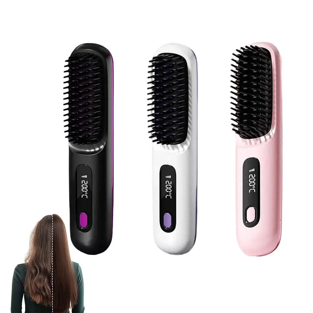 SilkGlow™ Cordless Hair Straightening Brush

Portable Ionic Hair Straightener Comb
