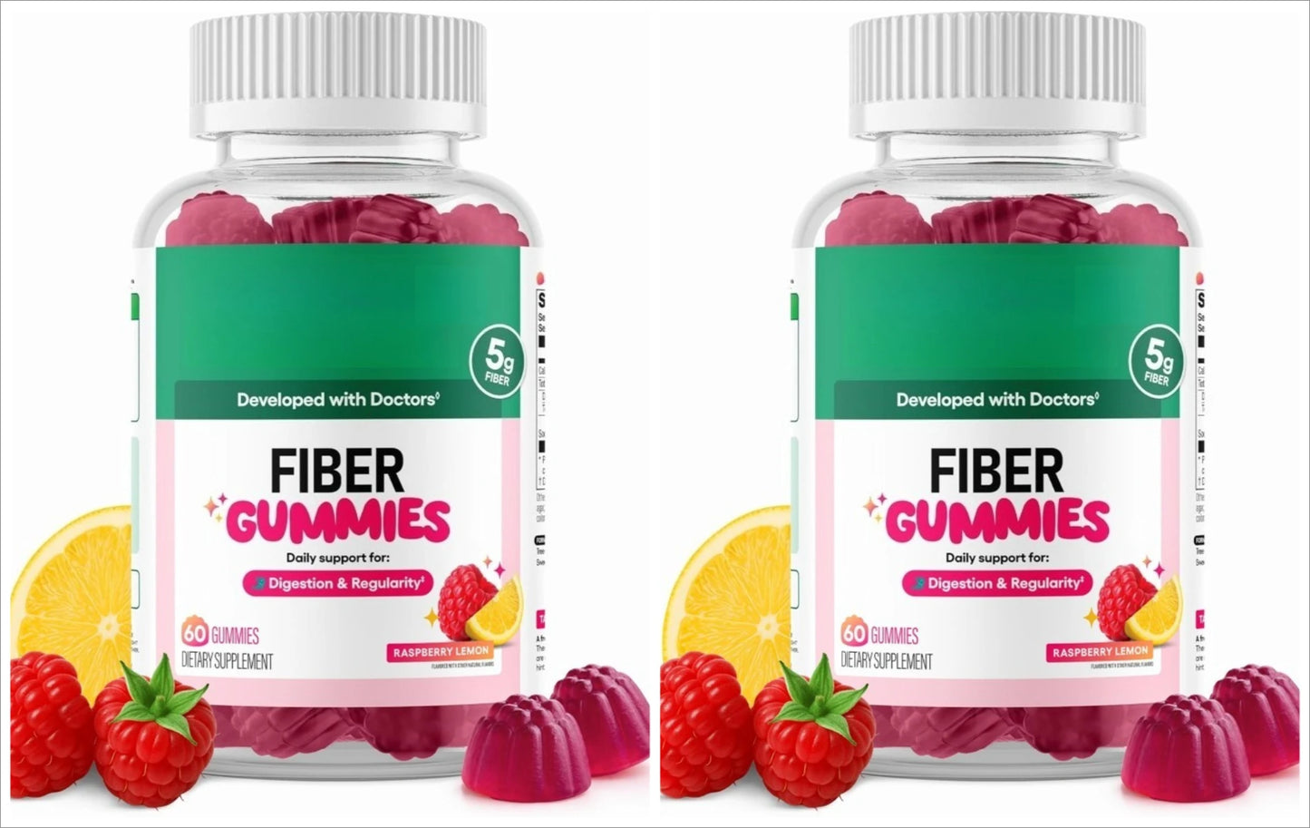Fiber Boost Digestive Gummies – Raspberry Lemon (60 Gummies)