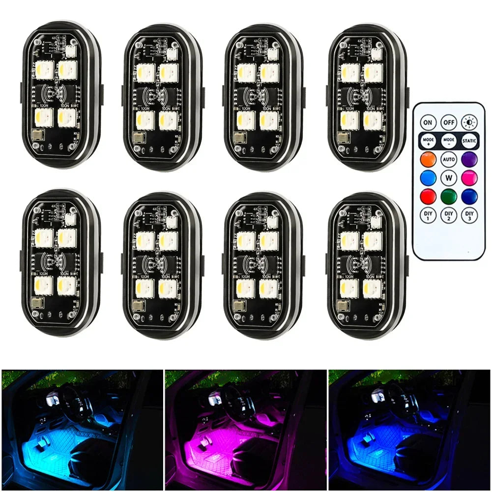 RGB Wireless Rechargeable LED Strobe Light Kit with Remote Control