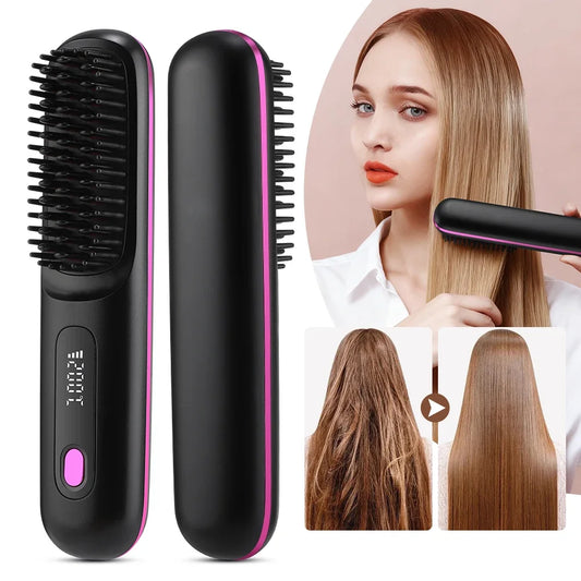 SilkGlow™ Cordless Hair Straightening Brush

Portable Ionic Hair Straightener Comb