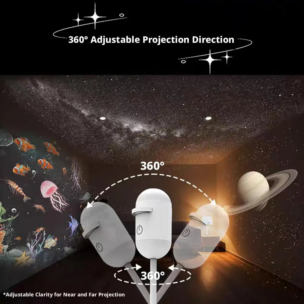 Galaxy Star Projector Night Light – 360° Rotating USB LED Nebula Lamp for Bedroom & Home Decor