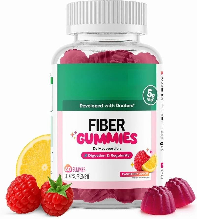 Fiber Boost Digestive Gummies – Raspberry Lemon (60 Gummies)