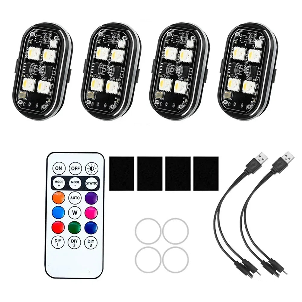 RGB Wireless Rechargeable LED Strobe Light Kit with Remote Control