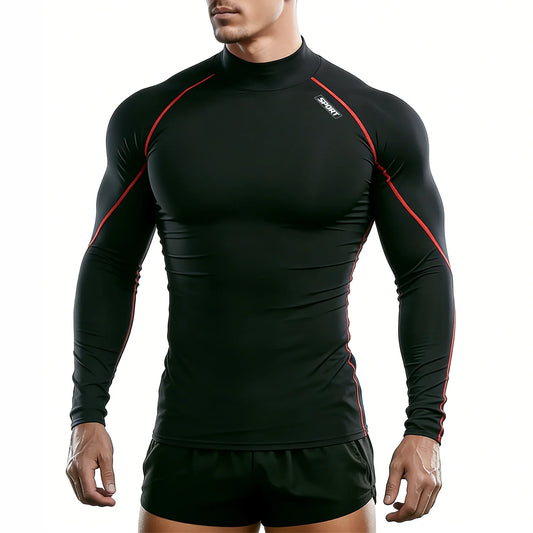 Men’s Compression Long Sleeve Sports Shirt | Quick-Dry Fitness & Gym Performance Top