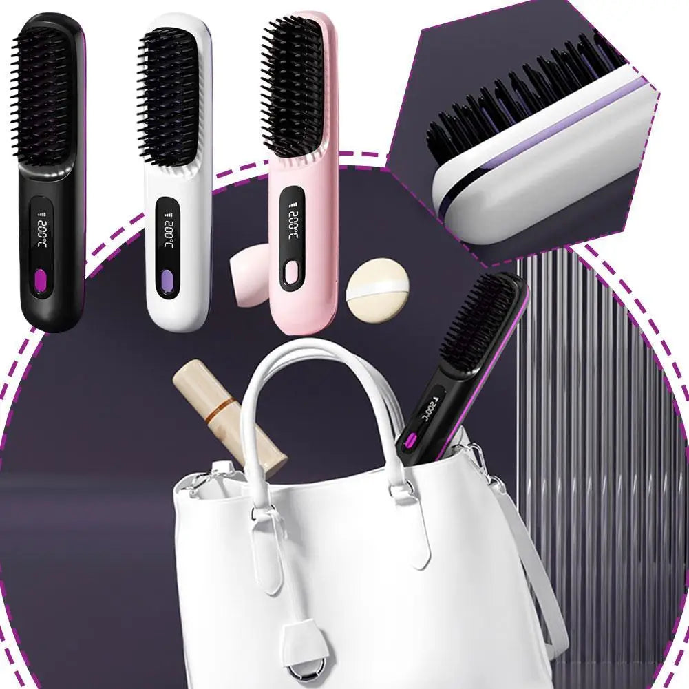 SilkGlow™ Cordless Hair Straightening Brush

Portable Ionic Hair Straightener Comb